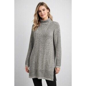 Eight Eight Eight Women’s Medium Chevron Knit Mock Neck Tunic Sweater Side Slits